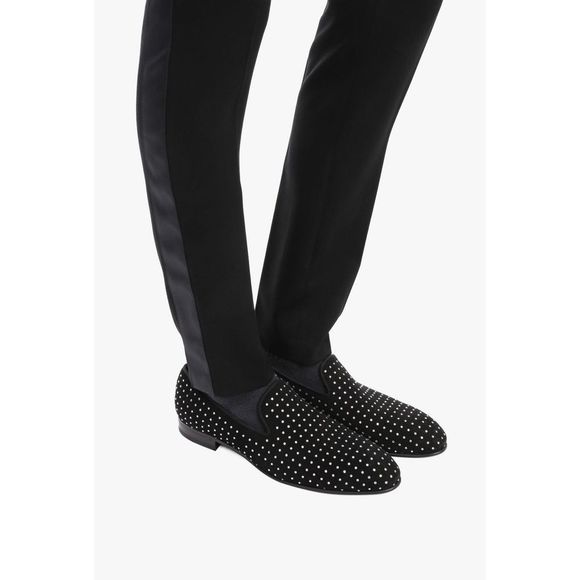 BALMAIN Matt Suede Crystal/Rhinestone Embellished/Studded Loafer/Shoes~EU44~$980 - Picture 3 of 9